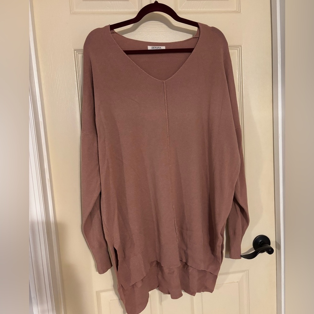 Zenana Women's Blush V-Neck Sweater